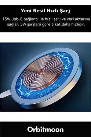 iPhone 11 12 13 14 15 16 Uyumlu Tam Uyumlu Magsafe KablosuzHızlı ŞarjAleti Wireless ChargerAdaptörü