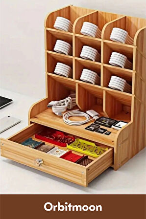 Yeni Seri Dayanıklı Kolay Montaj Bölmeli Çekmeceli Demonte Ev Ofis Çalışma Masası Ahşap Organizer