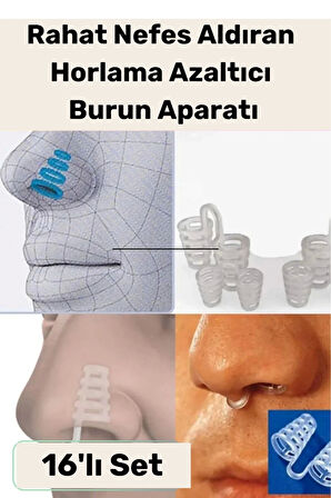 Yeni Seri Rahatlatıcı Uyku Önleyici Horlama Azaltıcı Nefes Alıp Verme Burun Delik Aparatı 16'lı Set