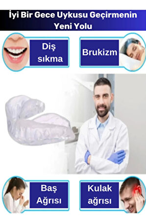 Premium Özel Seri Gece Plağı Çene Diş Sıkma Gıcırdatma Önleyici Koruyucu Diş Aparatı 3 Adet