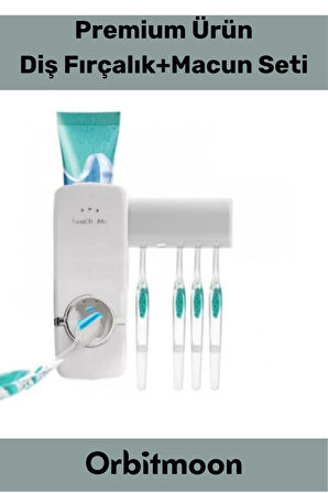 Premium Seri Pratik Yapışkanlı Her Tip Macunla Uyumlu Diş Macunu Sıkacağı 5 Adet Fırçalık Askı Seti