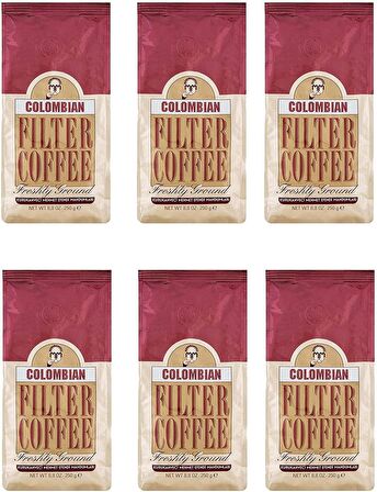 Colombian Orta Sert İçim Öğütülmüş Colombia Filtre Kahve 6 x 250 gr