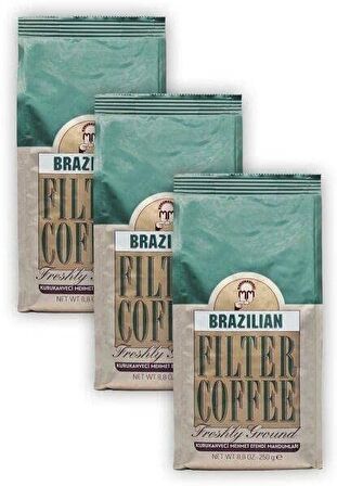 Brazilan Yumuşak İçim Öğütülmüş Brezilya Filtre Kahve 3 x 250 gr