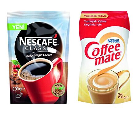 Nescafe Klasik Daha Zengin Lezzet 200 gr Hazır Kahve + Nestle Coffee Mate 200 gr Süt Tozu