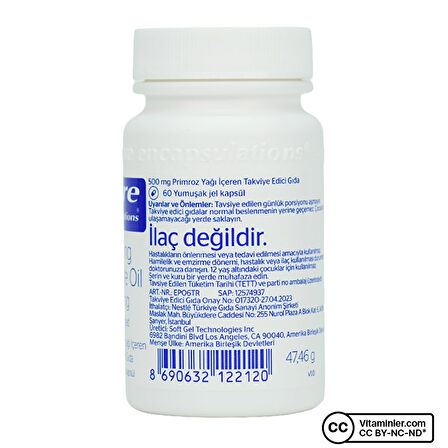 Pure Encapsulations Evening Primrose Oil 60 Kapsül - AROMASIZ