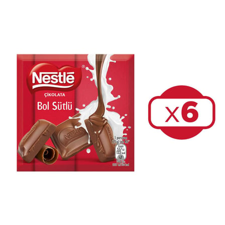Nestle Sütlü Kare Çikolata 60 Gr 6'lı Paket