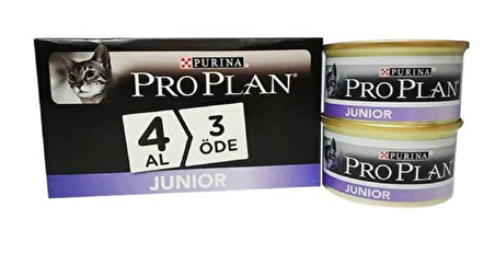 ProPlan Junior Tavuklu Yavru Kedi Konserve 85gr 4 Al 3 Öde