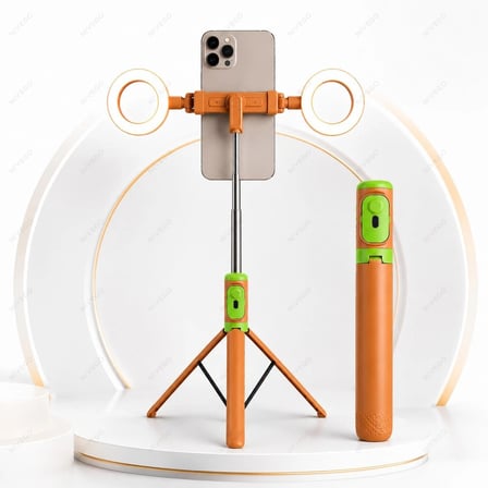 BLC Çift LED Işıklı Selfie Çubuğu Tripod Telefon Standı Katlanabilir Ergonomik Telefon Tutucu