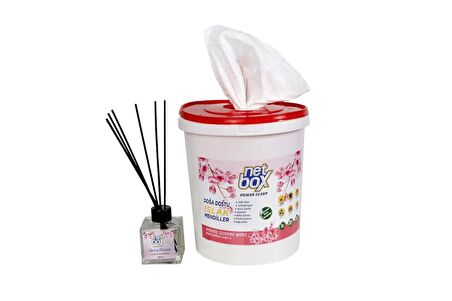 Alkol Bazlı Islak Kova Mendil ve Cherry Blossom Bambu Oda Kokusu 100 ml