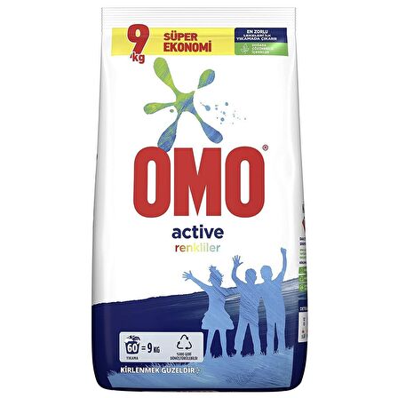 Omo Active Renkliler İçin Toz Çamaşır Deterjanı 9 kg 60 Yıkama