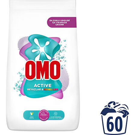 Omo Active Beyazlar ve Renkliler için 9 kg Toz Deterjan