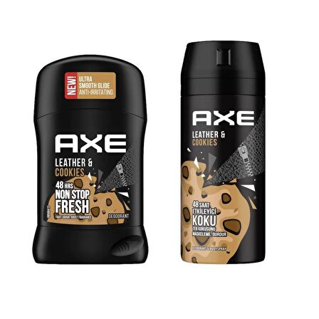 Axe Erkek Deodorant & Bodyspray Leather & Cookies 150 ML+Leather&Cookies Erkek Deodorant Stick 50ML 2li Set