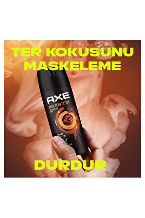 Axe Dark Temptation Pudrasız Ter Önleyici Leke Yapmayan Erkek Sprey Deodorant 150 ml x 3