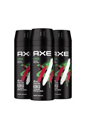 Axe Africa Pudrasız Ter Önleyici Leke Yapmayan Erkek Sprey Deodorant 150 ml x 3