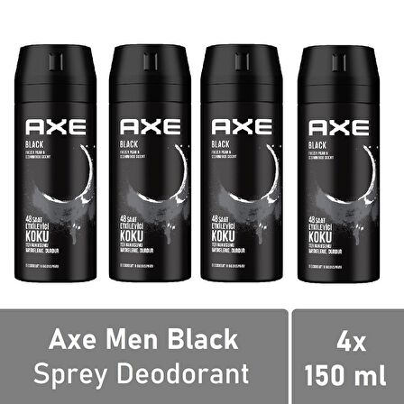 Axe Men Deodorant Black 150 ML - 4'lü Avantaj Paketi