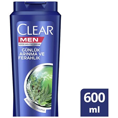 Clear Men Tüm Saçlar İçin Arındırıcı Mentol ve Sedir Ağaçlı Şampuan 600 ml