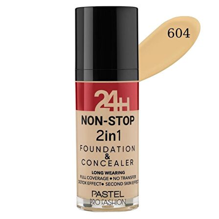 Pastel 24 H Non-Stop 2 İn 1 Fondeten Concealer No:604