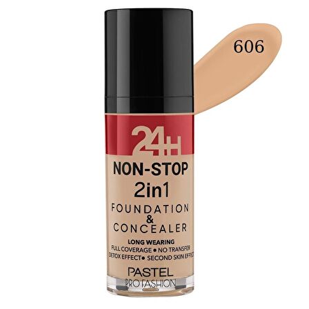 Pastel 24 H Non-Stop 2 İn 1 Fondeten Concealer No:606