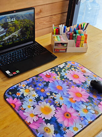 SGE TEKNOLOJİ 55X45 CM RENKLİ PAPATYALAR KAYDIRMAZ TABAN SPEED YÜZEY OYUNCU MOUSE PAD GAMİNG PAD