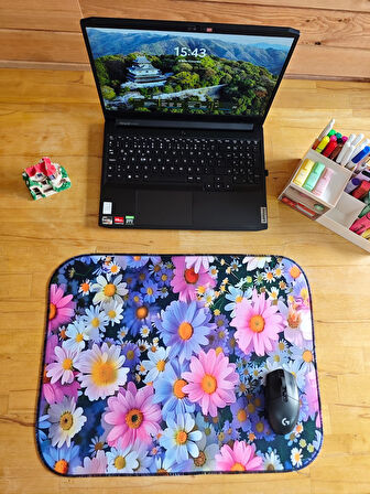 SGE TEKNOLOJİ 55X45 CM RENKLİ PAPATYALAR KAYDIRMAZ TABAN SPEED YÜZEY OYUNCU MOUSE PAD GAMİNG PAD