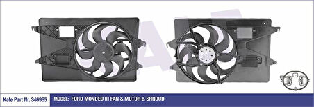 Ford Fan Motoru Davlumbazlı Mondeo III 2,0td / 2,5 / 3,0 05>07 Klimalı Tekli - Kale 346965