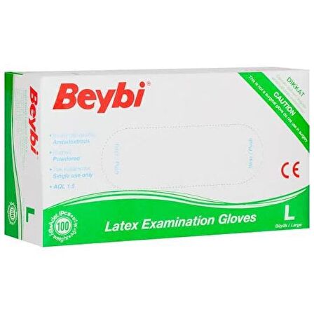 Beybi Lateks Pudralı Muayene Eldiveni L100 Lü 