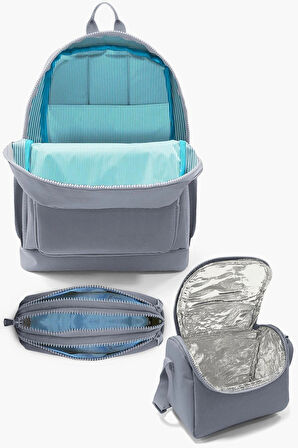 Kids 23732 Mor Pembe Kedi Desenli 3’lü Okul Çanta Seti