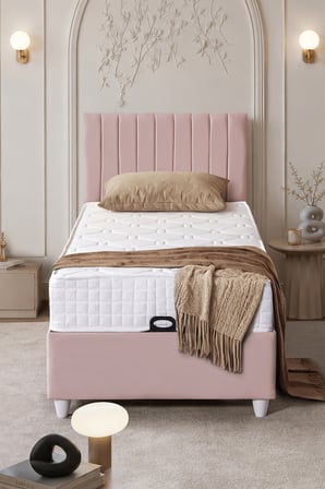 Baza Seti, Alessa Tek Kişilik Baza Başlık Maxi Yatak Seti, Pembe - 90x190 cm