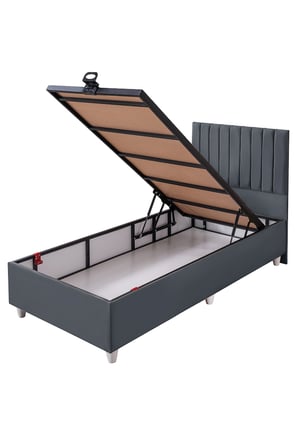Baza Seti, Alessa Tek Kişilik Baza Başlık Maxi Yatak Seti, Antrasit - 90x190 cm
