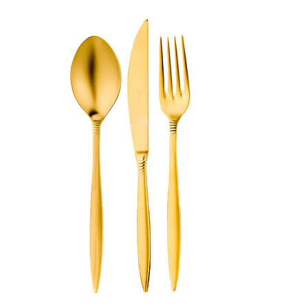 Aryıldız Linea 24 Parça Çatal Kaşık Bıçak Takımı Pvd Mat Gold