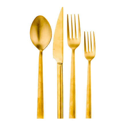 Aryıldız Loft 24 Parça Çatal Kaşık Bıçak Takımı Mat Gold Pvd