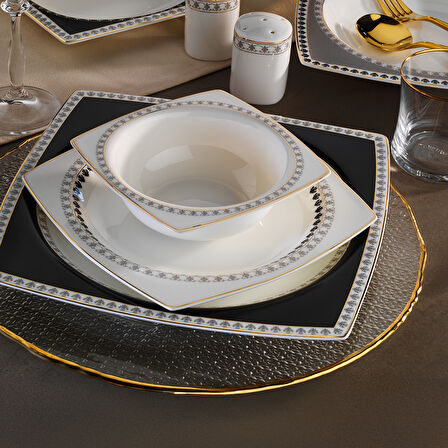 Aryıldız Bone Square Ahenk 60 Parça 12 Kişilik Yemek Takımı