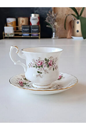 Lavender Rose Bone China England Antika Duble Boy Kahve Fincanı Lavanta