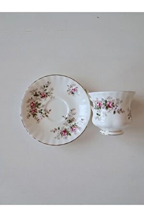 Lavender Rose Bone China England Antika Duble Boy Kahve Fincanı Lavanta