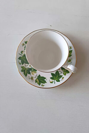 Queen Anne Bone China Yaprak Desenli Duble Kahve Fincanı 2 Parça
