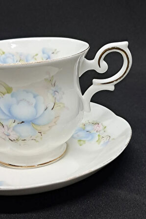 Fine Bone China Mavi Satsuma Desenli Vintage Çay Fincanı 2 Parça