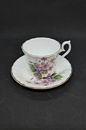 Royal Kendall H&M Ltd Fine Bone China Menekşe Vintage Duble Kahve Fincanı 2 Parça