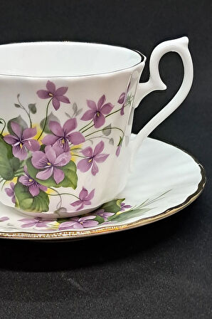 Royal Kendall H&M Ltd Fine Bone China Menekşe Vintage Duble Kahve Fincanı 2 Parça