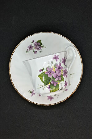 Royal Kendall H&M Ltd Fine Bone China Menekşe Vintage Duble Kahve Fincanı 2 Parça