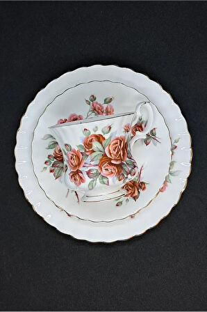 Centennial Rose Yıldönümü Gülü Vintage ÇayFincanı 3 Parça