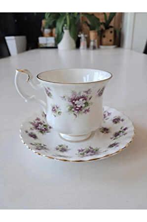 Sweet Violets Bone China Vintage Çay Fincanı Menekşe