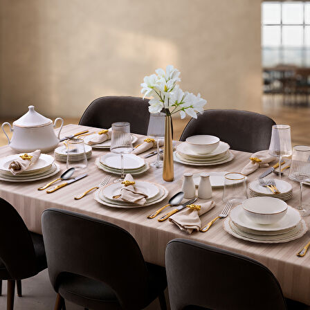 Evaliza Moon Gold 85 Parça 12 Kişilik Yemek Takımı