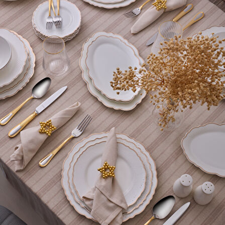 Evaliza Moon Gold 85 Parça 12 Kişilik Yemek Takımı