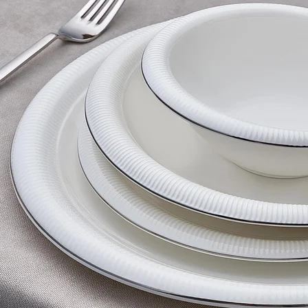 Evaliza Stripe Platin 30 Parça Yemek Takımı- 6 Kişilik