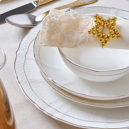 Evaliza Dune Gold 101 Parça 12 Kişilik Yemek Takımı