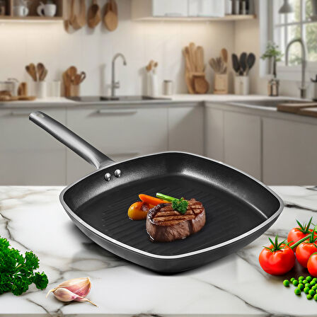 Aryıldız Atlanta 28 cm Grill Tava Black