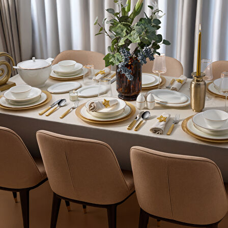 Evaliza Buckhingam Gold 60 Parça 12 Kişilik Yemek Takımı