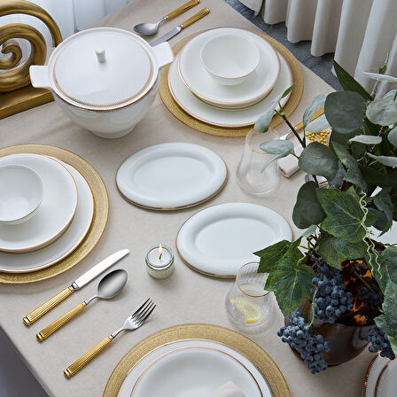 Evaliza Buckhingam Gold 60 Parça 12 Kişilik Yemek Takımı