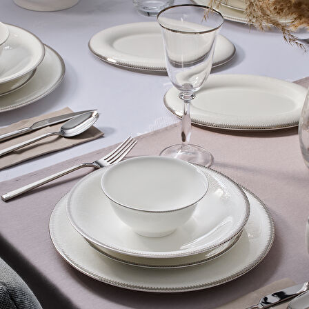 Evaliza Buckingham Platin 60 Parça 12 Kişilik Yemek Takımı