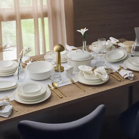 Evaliza Alaia Stella Gold 60 Parça 12 Kişilik Porselen Yemek Takımı 